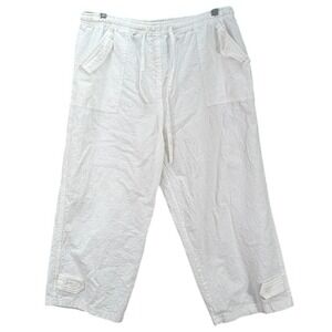 Jenny C Women's White Capri Pants Pockets Drawstring Minimalist‎ White Size XL
